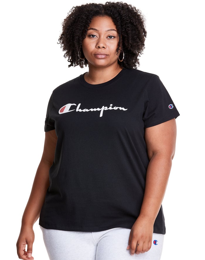 Camiseta Champion Mujer - Plus Lightweight Script Logo ( Negras ) 1768932-OV